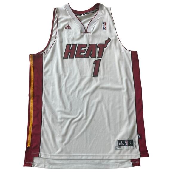 adidas Other - ADIDAS NBA MIAMI HEAT BOSH #1 JERSEY STITCHED WHITE RED SZ XL 2011 BASKETBALL